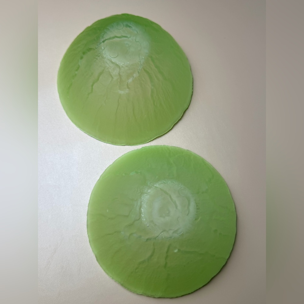 vintage frosted green glass cabbage ware salad bowl 2pcs set - Picture 6 of 8